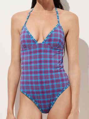 J Crew One Piece in Reversible Plaid Print